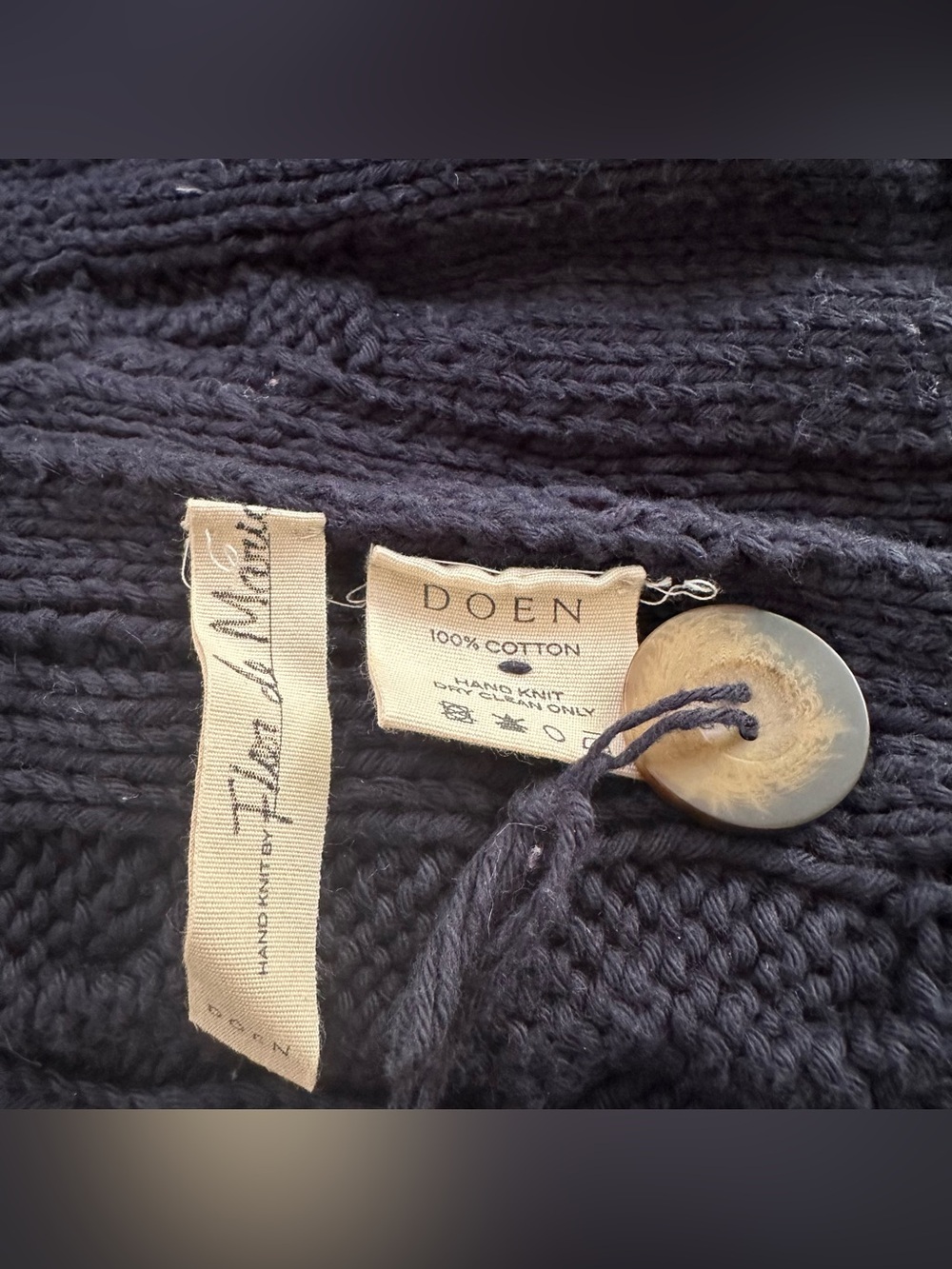 Doen Pomme Organic Cotton Button Front Cardigan Sweater Sz S Navy Blue - Picture 10 of 10